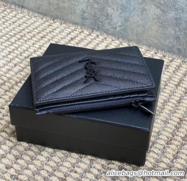 Good Taste Saint Laurent Grained Leather Short Wallet 575974 All Black 2026