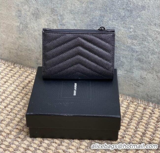 Good Taste Saint Laurent Grained Leather Short Wallet 575974 All Black 2026