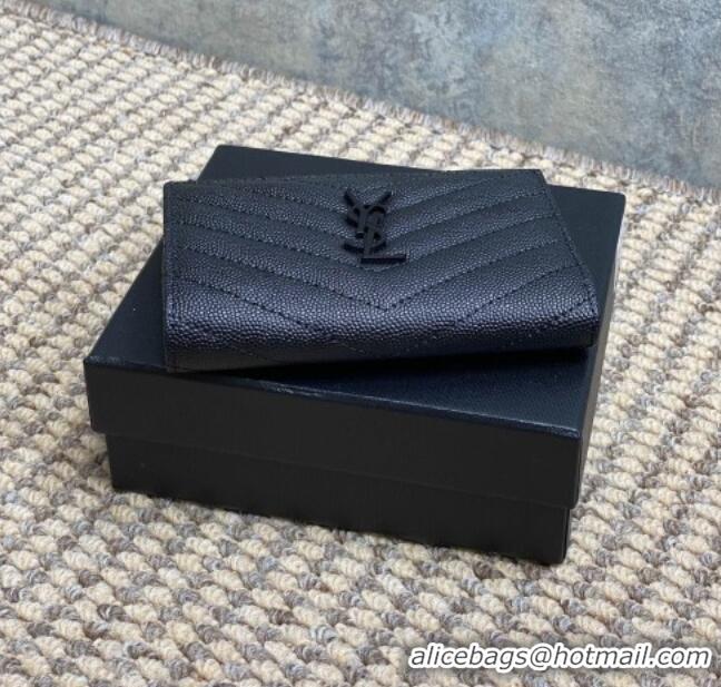 Good Taste Saint Laurent Grained Leather Short Wallet 575974 All Black 2026
