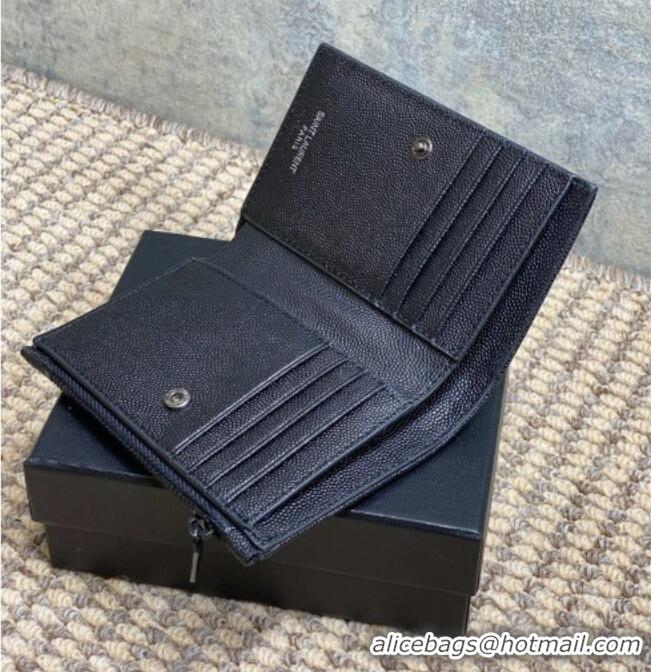Good Taste Saint Laurent Grained Leather Short Wallet 575974 All Black 2026