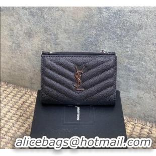 Buy Discount Saint Laurent Grained Leather Short Wallet 575974 Black/Silver 2026