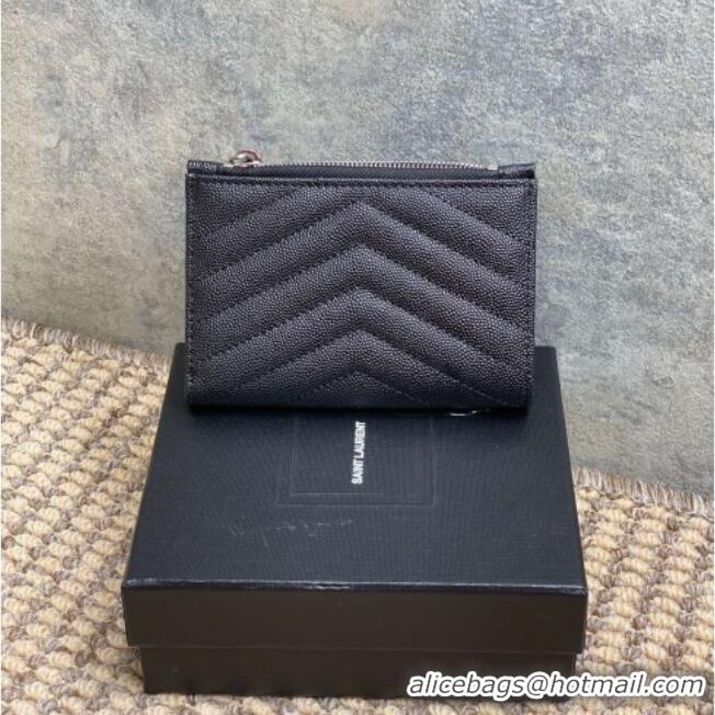 Buy Discount Saint Laurent Grained Leather Short Wallet 575974 Black/Silver 2026
