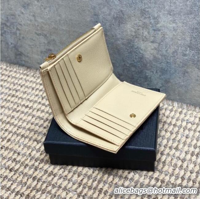 Reasonable Price Saint Laurent Grained Leather Short Wallet 575974 Beige 2026
