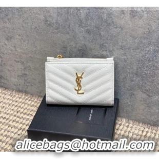 Free Shipping Discount Saint Laurent Grained Leather Short Wallet 575974 White 2026