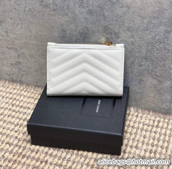 Free Shipping Discount Saint Laurent Grained Leather Short Wallet 575974 White 2026
