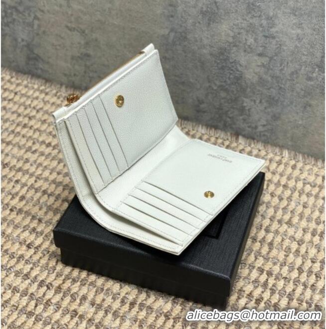 Free Shipping Discount Saint Laurent Grained Leather Short Wallet 575974 White 2026