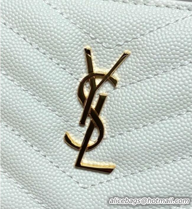 Free Shipping Discount Saint Laurent Grained Leather Short Wallet 575974 White 2026