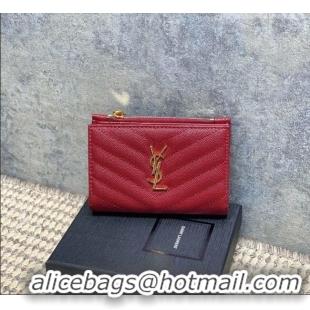 Famous Brand Saint Laurent Grained Leather Short Wallet 575974 Red 2026