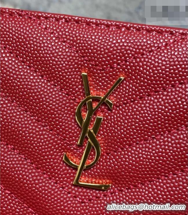 Famous Brand Saint Laurent Grained Leather Short Wallet 575974 Red 2026