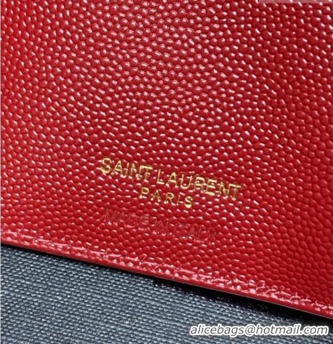 Famous Brand Saint Laurent Grained Leather Short Wallet 575974 Red 2026