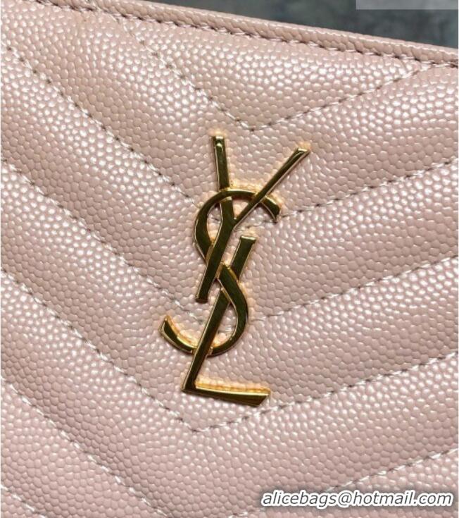 Top Grade Saint Laurent Grained Leather Short Wallet 575974 Pink 2026