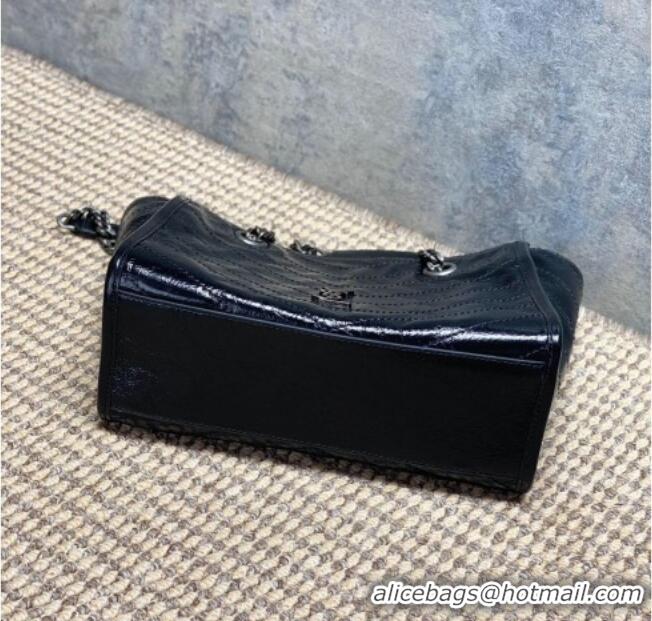 Best Grade Saint Laurent NIKI small shopping bag in vintage leather 872680 Black/Silver 2026