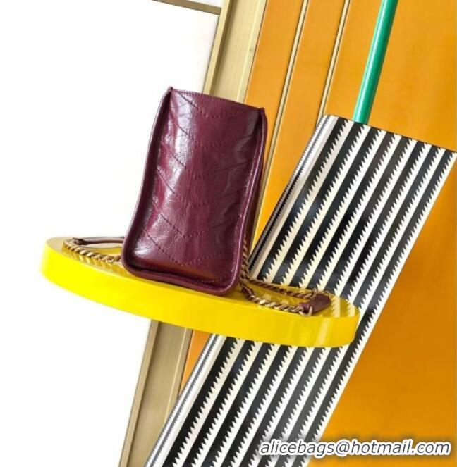 Luxury Discount Saint Laurent NIKI small shopping bag in vintage leather 872680 Burgundy 2026