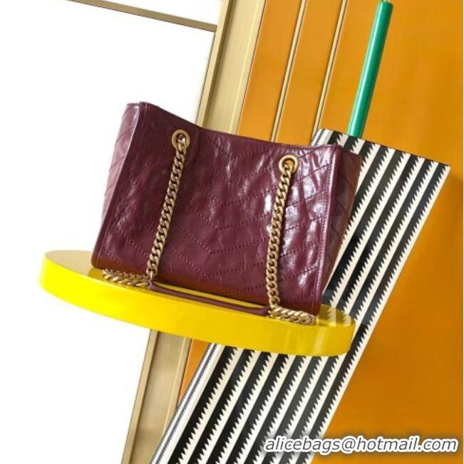 Luxury Discount Saint Laurent NIKI small shopping bag in vintage leather 872680 Burgundy 2026