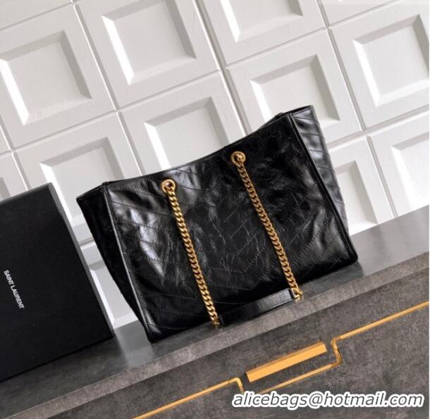Buy Discount Saint Laurent NIKI shopping bag in vintage leather 871151 Black/Gold 2026