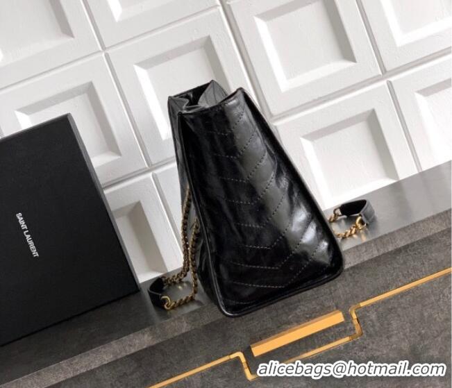 Buy Discount Saint Laurent NIKI shopping bag in vintage leather 871151 Black/Gold 2026