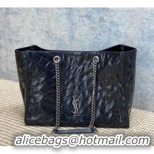 Luxury Cheap Saint Laurent NIKI shopping bag in vintage leather 871151 Black/Silver 2026