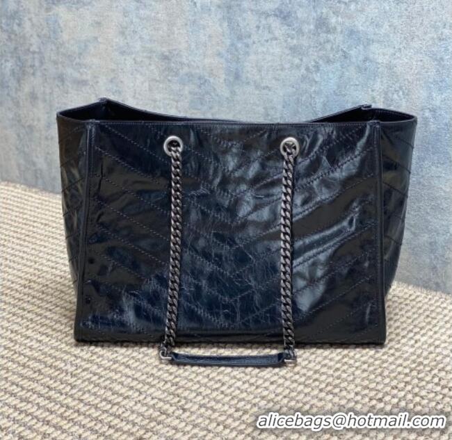 Luxury Cheap Saint Laurent NIKI shopping bag in vintage leather 871151 Black/Silver 2026