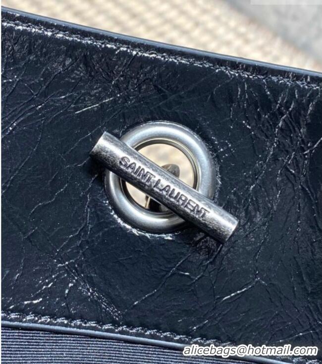 Luxury Cheap Saint Laurent NIKI shopping bag in vintage leather 871151 Black/Silver 2026