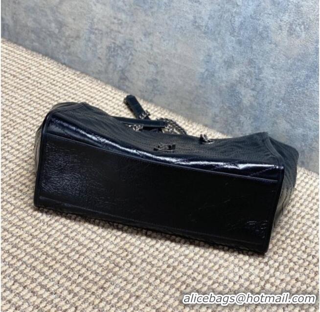 Luxury Cheap Saint Laurent NIKI shopping bag in vintage leather 871151 Black/Silver 2026