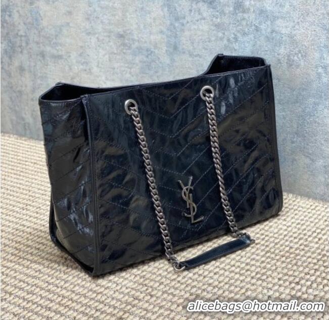 Luxury Cheap Saint Laurent NIKI shopping bag in vintage leather 871151 Black/Silver 2026