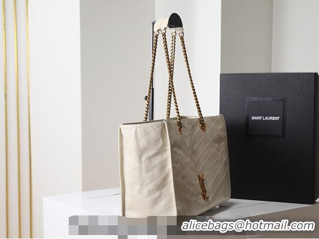Market Sells Saint Laurent NIKI shopping bag in vintage leather 871151 White 2026