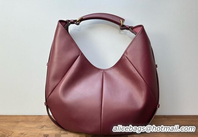 Best Product Saint Laurent MOMBASA large hobo bag in Leather 848811 Burgundy 2026