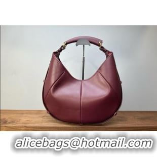 Promotional Saint Laurent MOMBASA Medium hobo bag in Leather 862029 Burgundy 2026