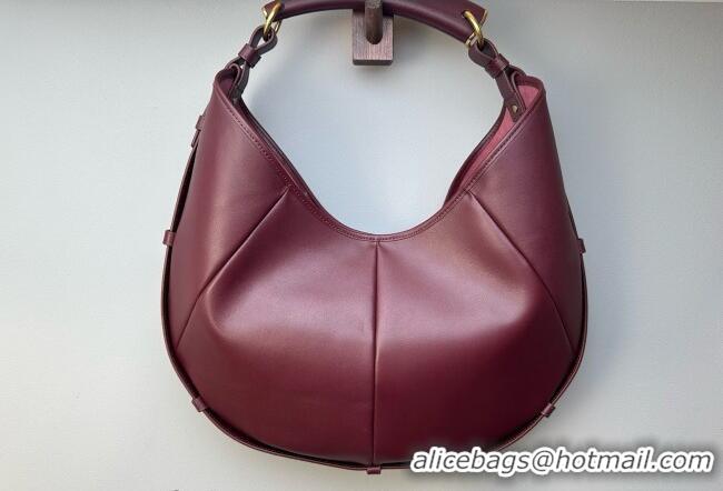 Promotional Saint Laurent MOMBASA Medium hobo bag in Leather 862029 Burgundy 2026
