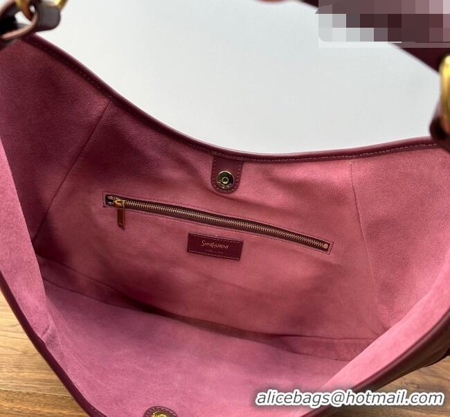 Promotional Saint Laurent MOMBASA Medium hobo bag in Leather 862029 Burgundy 2026