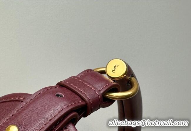 Best Price Saint Laurent MOMBASA Small hobo bag in Leather 851432 Burgundy 2026