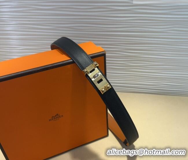 Well Crafted Hermes Collier de Chien Belt 2.5cm in Madame Calfskin with Gold Hardware 0314 Black 2025