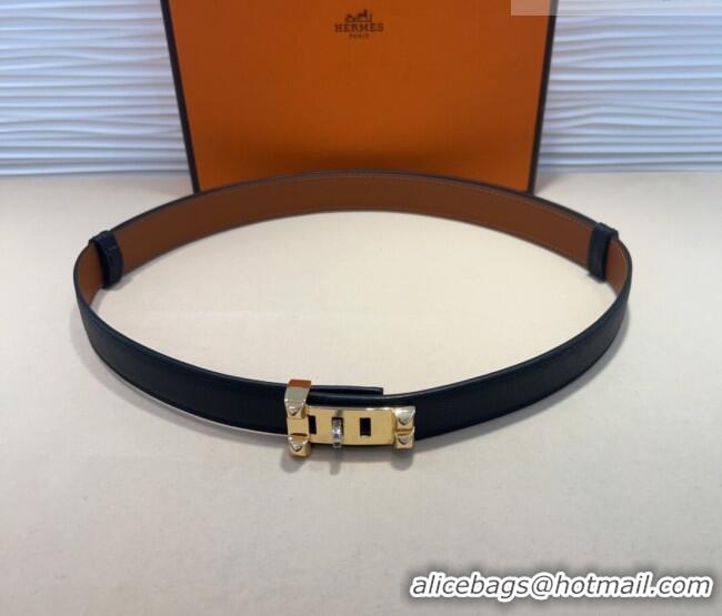 Well Crafted Hermes Collier de Chien Belt 2.5cm in Madame Calfskin with Gold Hardware 0314 Black 2025