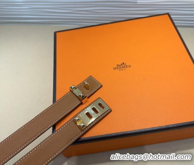 Top Design Hermes Collier de Chien Belt 2.5cm in Madame Calfskin with Gold Hardware 0314 Brown 2025