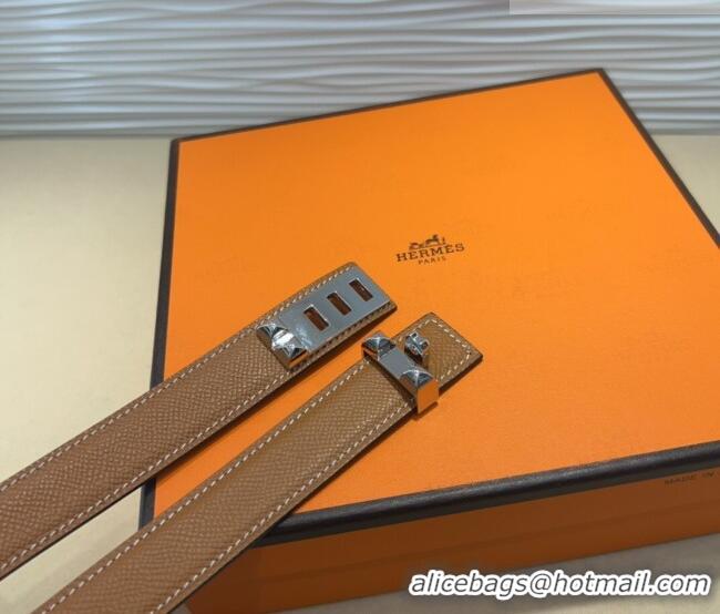Well Crafted Hermes Collier de Chien Belt 2.5cm in Madame Calfskin with Silver Hardware 0314 Brown 2025