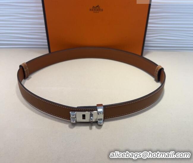 Well Crafted Hermes Collier de Chien Belt 2.5cm in Madame Calfskin with Silver Hardware 0314 Brown 2025