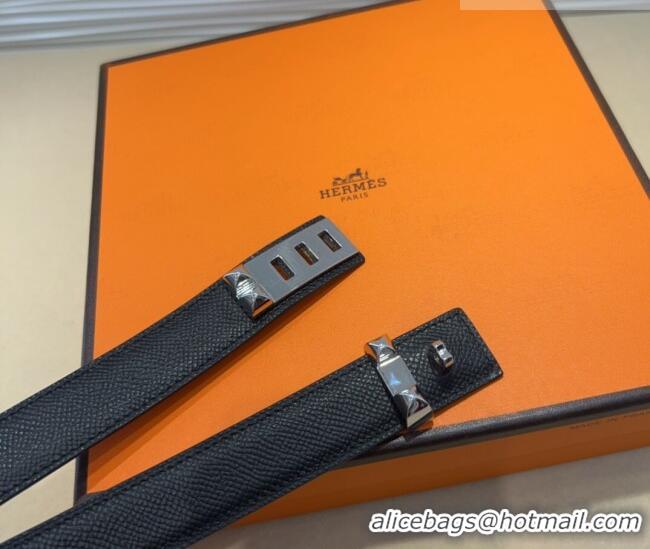 Most Popular Hermes Collier de Chien Belt 2.5cm in Madame Calfskin with Silver Hardware 0314 Black 2025