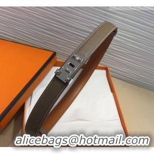 Top Quality Hermes Collier de Chien Belt 2.5cm in Madame Calfskin with Silver Hardware 0314 Grey 2025