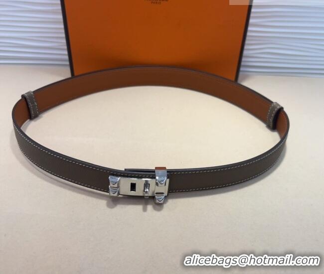 Top Quality Hermes Collier de Chien Belt 2.5cm in Madame Calfskin with Silver Hardware 0314 Grey 2025