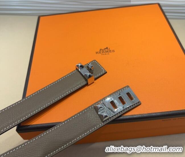 Top Quality Hermes Collier de Chien Belt 2.5cm in Madame Calfskin with Silver Hardware 0314 Grey 2025