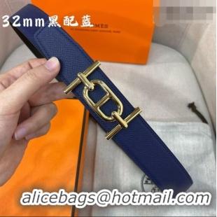 Buy Fashionable Hermes Ancre belt buckle & Reversible Epsom leather strap 3.2cm 0314 Black/Blue 2025