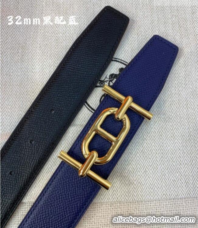 Buy Fashionable Hermes Ancre belt buckle & Reversible Epsom leather strap 3.2cm 0314 Black/Blue 2025