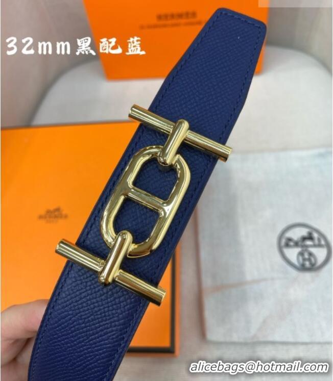 Buy Fashionable Hermes Ancre belt buckle & Reversible Epsom leather strap 3.2cm 0314 Black/Blue 2025