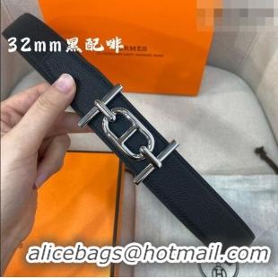 Original Cheap Hermes Ancre belt buckle & Reversible Epsom leather strap 3.2cm 0314 Black/Coffee 2025
