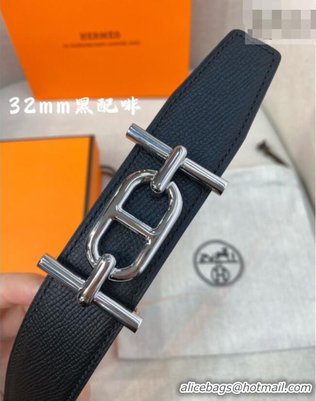 Original Cheap Hermes Ancre belt buckle & Reversible Epsom leather strap 3.2cm 0314 Black/Coffee 2025