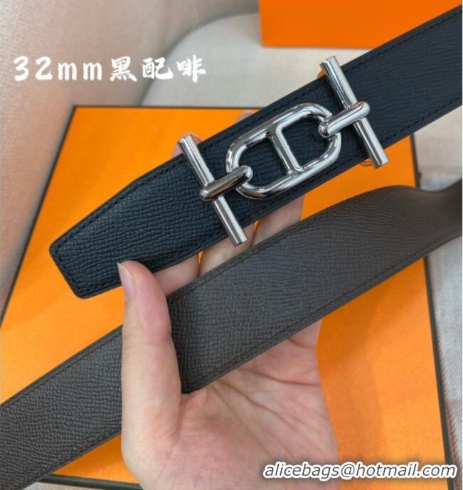 Original Cheap Hermes Ancre belt buckle & Reversible Epsom leather strap 3.2cm 0314 Black/Coffee 2025
