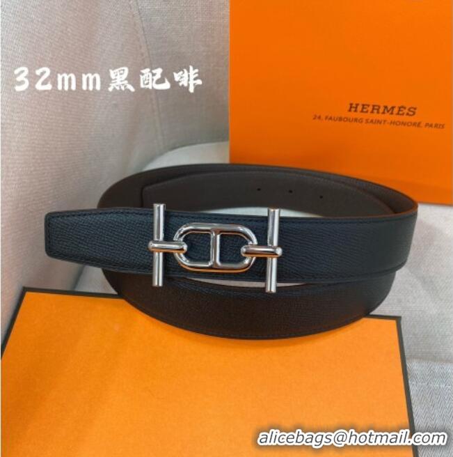 Original Cheap Hermes Ancre belt buckle & Reversible Epsom leather strap 3.2cm 0314 Black/Coffee 2025