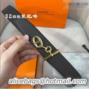 Famous Brand Hermes Yachting belt buckle & Reversible Epsom leather strap 3.2cm 0314 Black/Coffee 2025