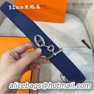 Grade Discount Hermes Yachting belt buckle & Reversible Epsom leather strap 3.2cm 0314 Black/Blue 2025