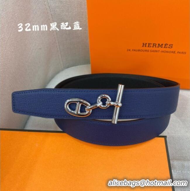 Grade Discount Hermes Yachting belt buckle & Reversible Epsom leather strap 3.2cm 0314 Black/Blue 2025